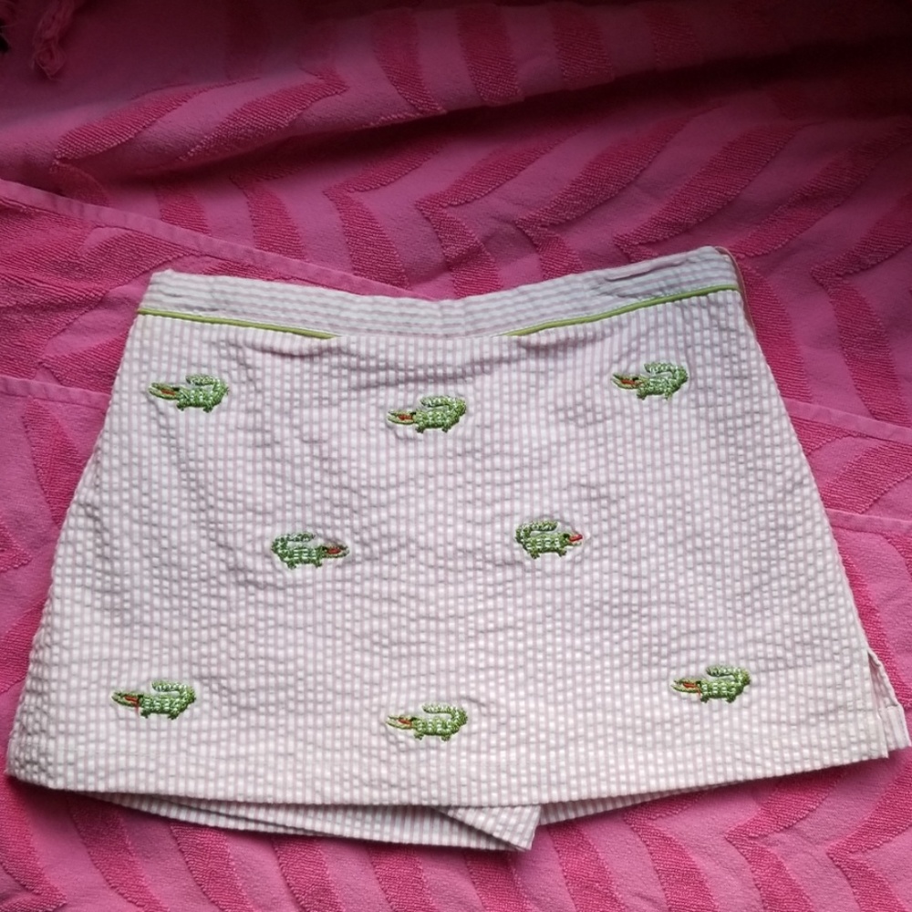 Girls Lilypod pink seersucker skirt with Gators 7